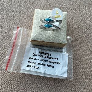 Bp Bomb Party 2023 December Size 7 Ring "Dreaming in Opulence" Rhodium & Turq